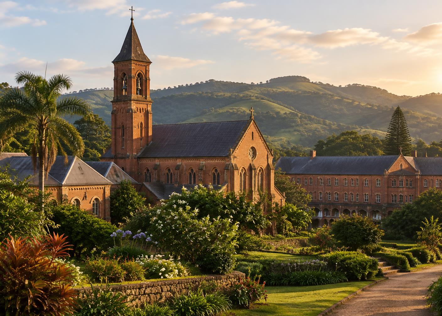 Mariannhill monastery among green hills